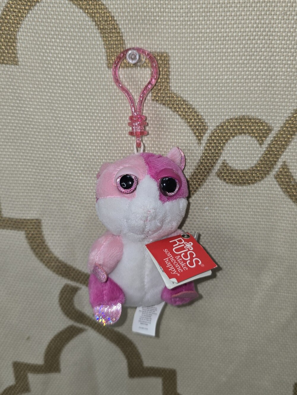 Russ Lil Peepers 4" Plush Clip On Paris The Hamster Backpack Hanger Keychain New